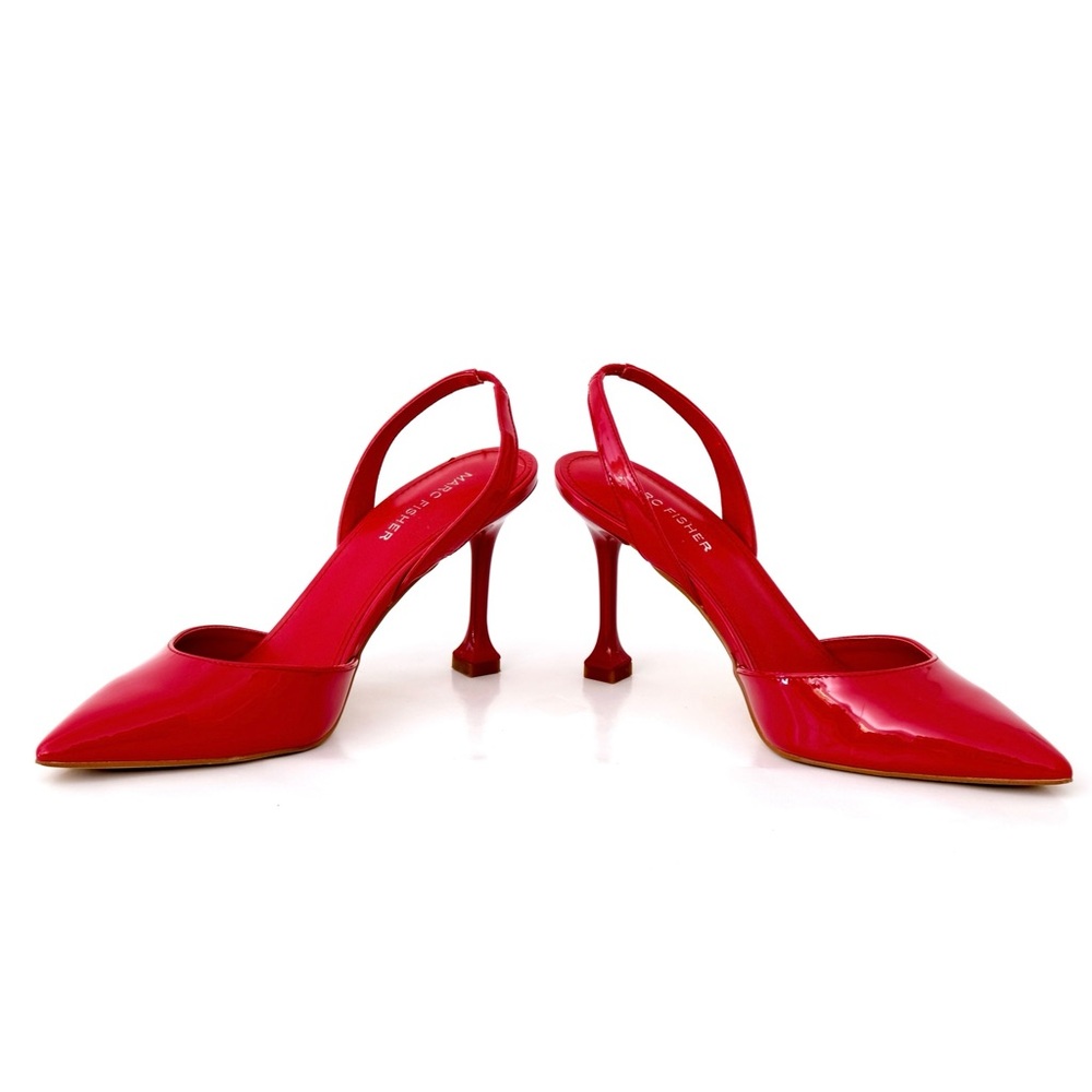Marc Fisher Red Vinyl Stylish Slingback Heels